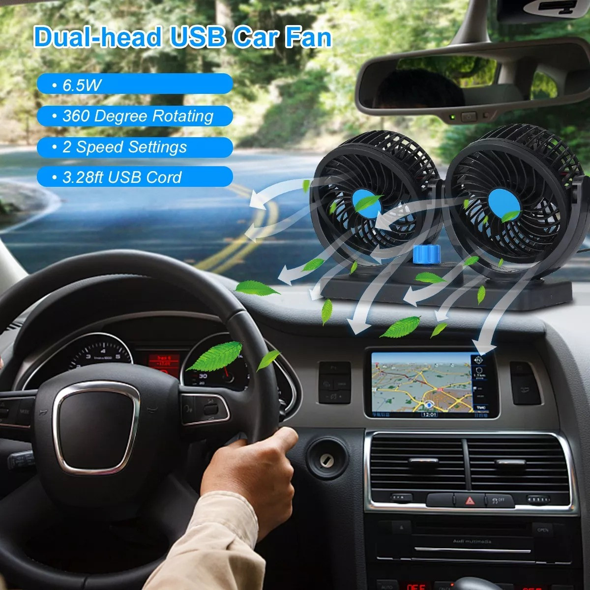 Miniatura 2 de VENTILADOR DOBLE 360° PARA AUTO